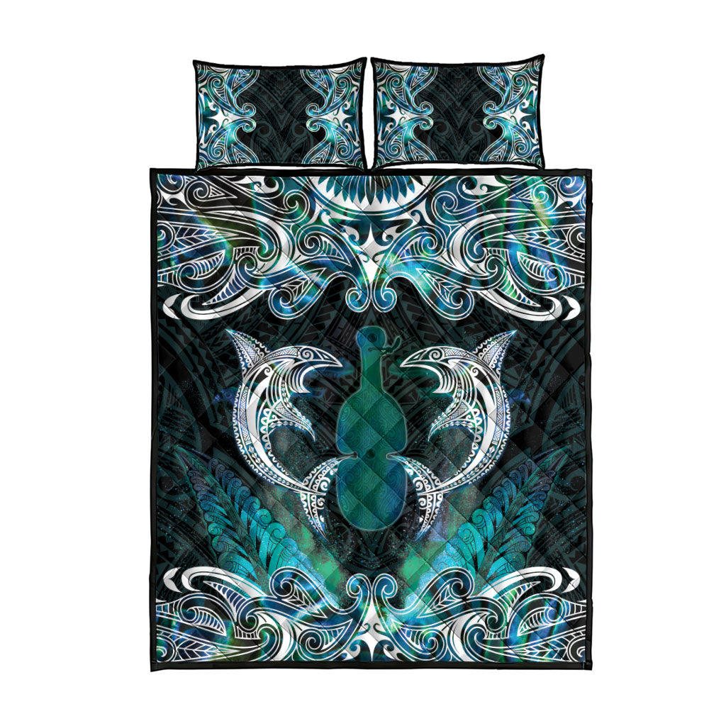New Zealand Kotiate Weapon Quilt Bed Set Aotearoa Mango Paua Shell Maori Pattern