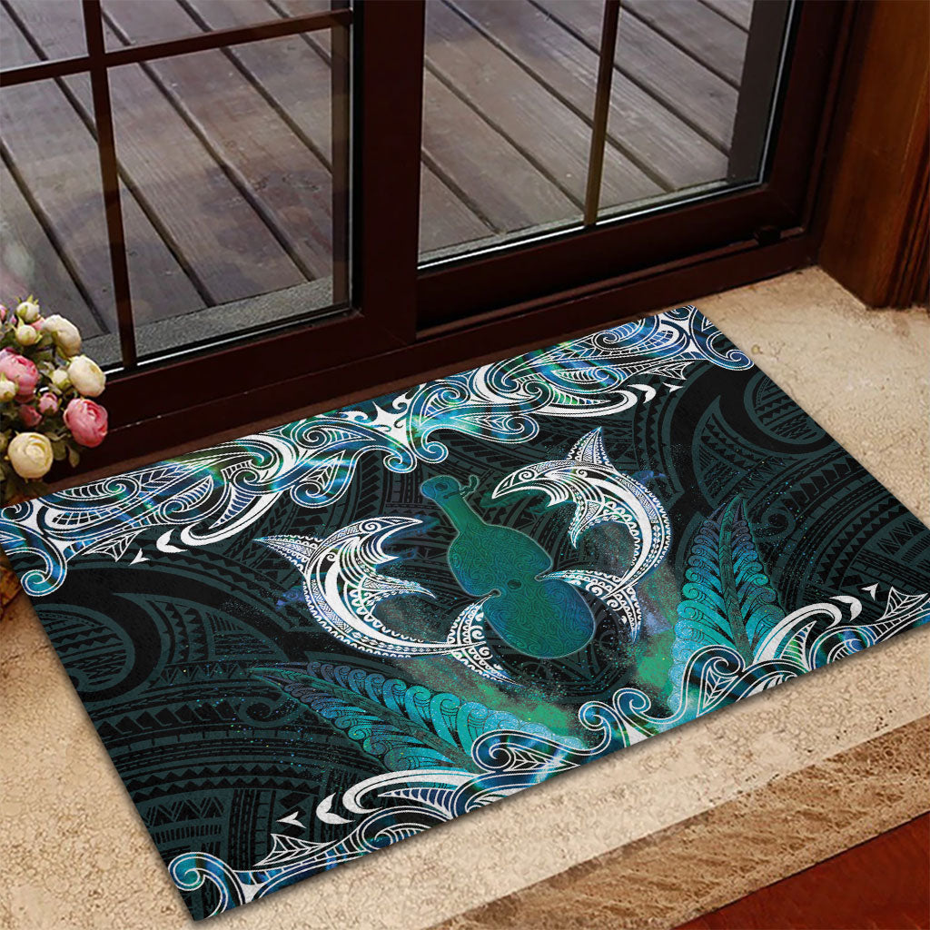 New Zealand Kotiate Weapon Rubber Doormat Aotearoa Mango Paua Shell Maori Pattern