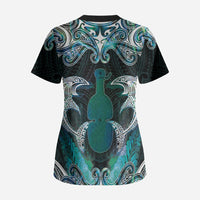 New Zealand Kotiate Weapon Scrub Top Aotearoa Mango Paua Shell Maori Pattern