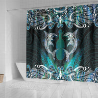New Zealand Kotiate Weapon Shower Curtain Aotearoa Mango Paua Shell Maori Pattern