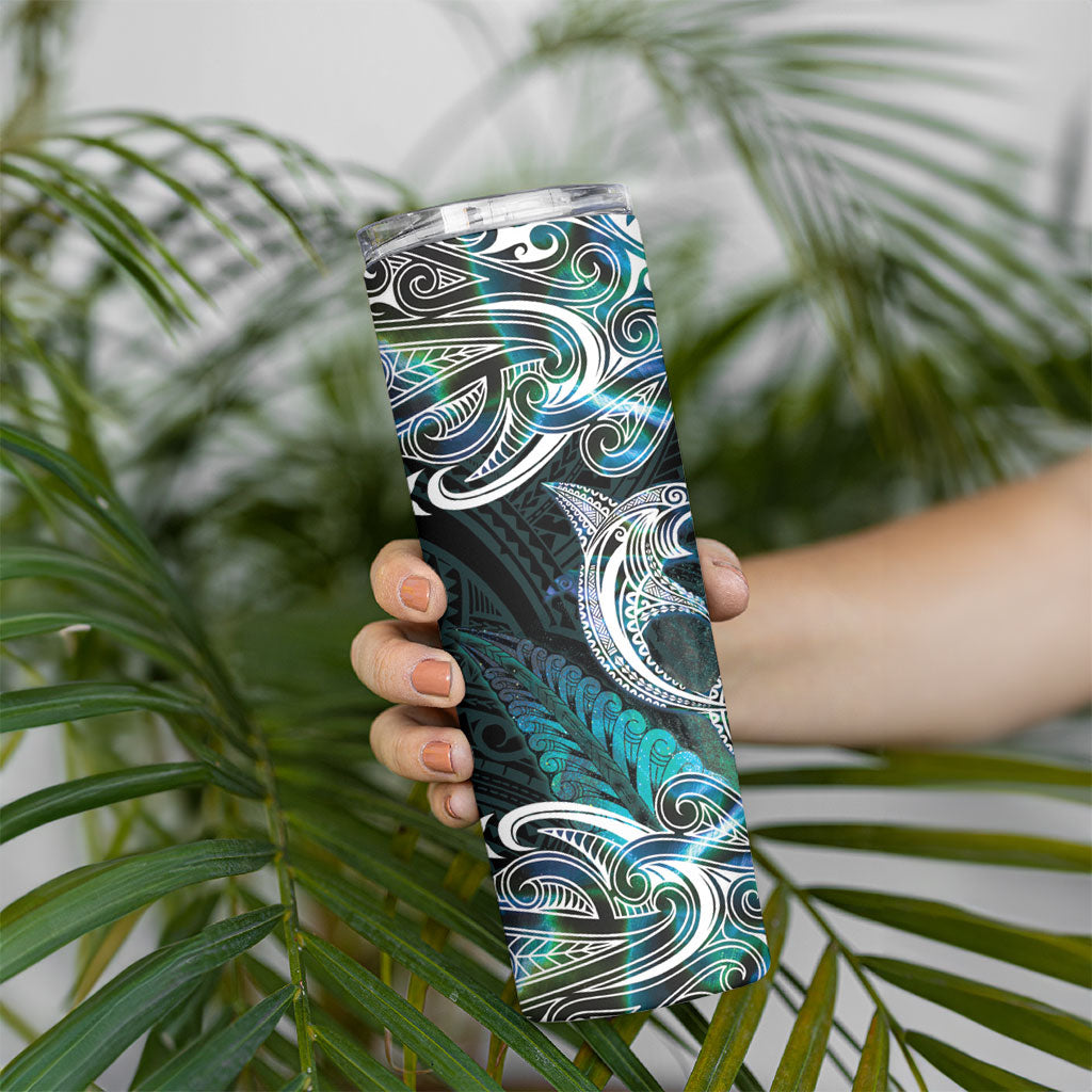 New Zealand Kotiate Weapon Skinny Tumbler Aotearoa Mango Paua Shell Maori Pattern