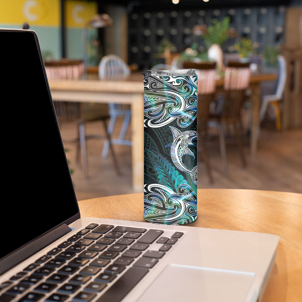 New Zealand Kotiate Weapon Skinny Tumbler Aotearoa Mango Paua Shell Maori Pattern