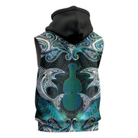 New Zealand Kotiate Weapon Sleeveless Hoodie Aotearoa Mango Paua Shell Maori Pattern