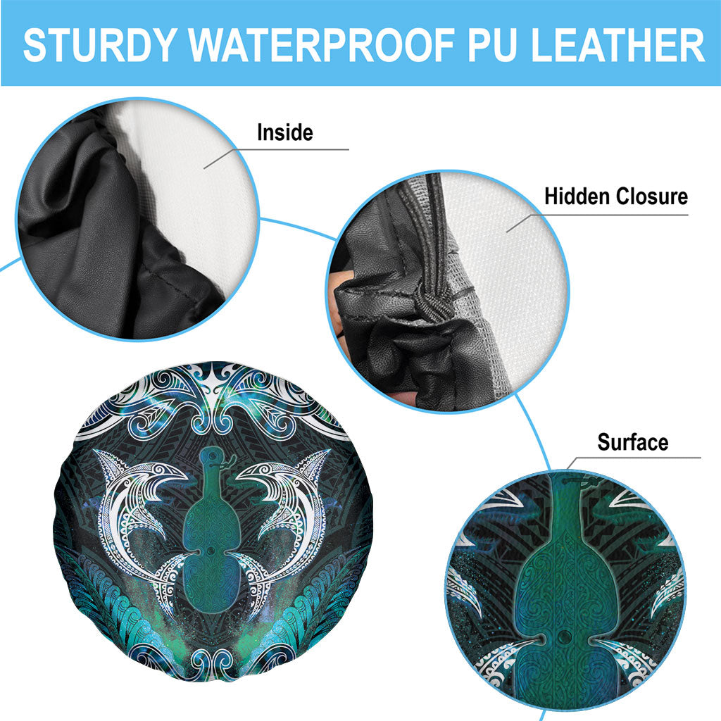 New Zealand Kotiate Weapon Spare Tire Cover Aotearoa Mango Paua Shell Maori Pattern