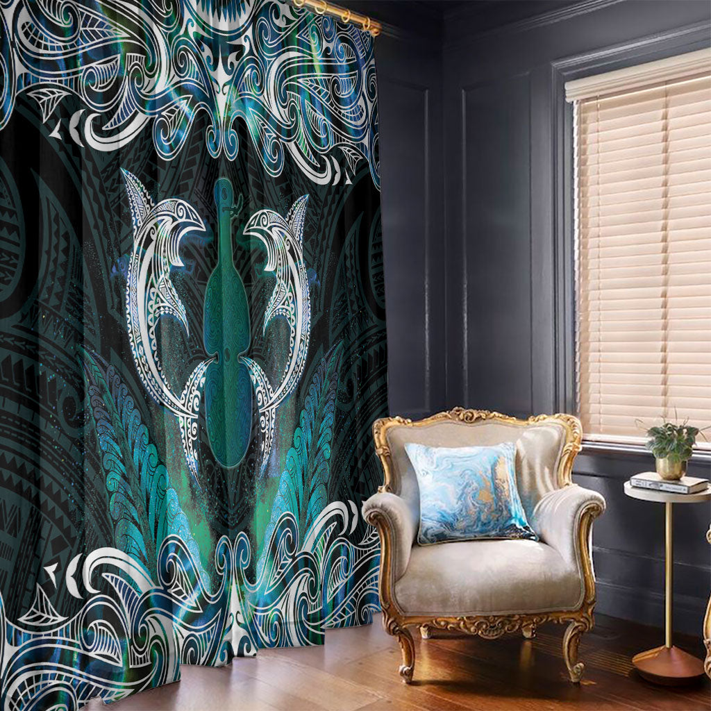 New Zealand Kotiate Weapon Window Curtain Aotearoa Mango Paua Shell Maori Pattern