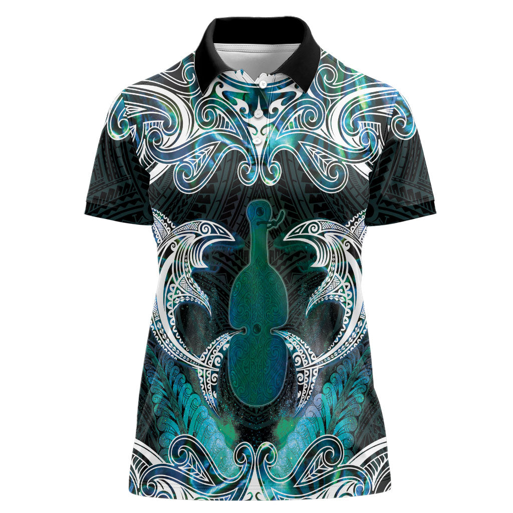 New Zealand Kotiate Weapon Women Polo Shirt Aotearoa Mango Paua Shell Maori Pattern