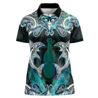 New Zealand Kotiate Weapon Women Polo Shirt Aotearoa Mango Paua Shell Maori Pattern