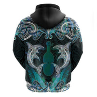 New Zealand Kotiate Weapon Zip Hoodie Aotearoa Mango Paua Shell Maori Pattern