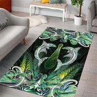New Zealand Mere Pounamu Weapon Area Rug Aotearoa Mango Paua Shell Maori Pattern