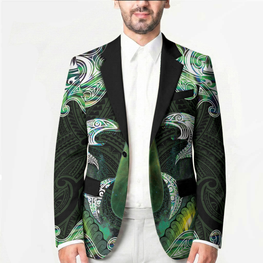New Zealand Mere Pounamu Weapon Blazer Aotearoa Mango Paua Shell Maori Pattern