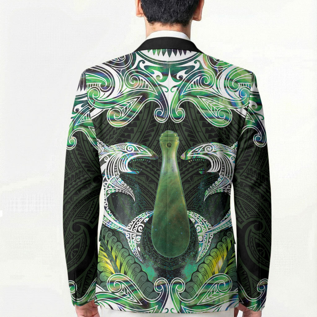 New Zealand Mere Pounamu Weapon Blazer Aotearoa Mango Paua Shell Maori Pattern