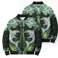New Zealand Mere Pounamu Weapon Bomber Puffer Jacket Aotearoa Mango Paua Shell Maori Pattern