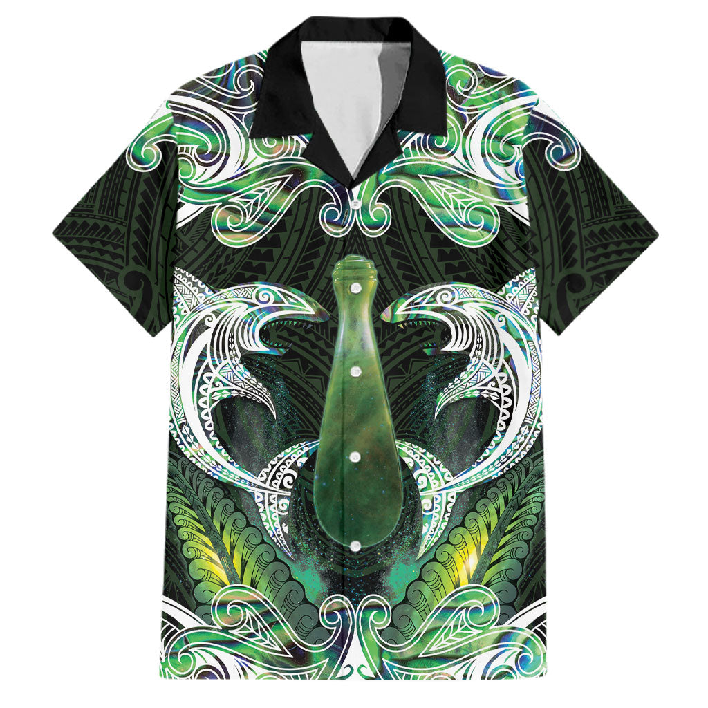 New Zealand Mere Pounamu Weapon Family Matching Mermaid Dress and Hawaiian Shirt Aotearoa Mango Paua Shell Maori Pattern