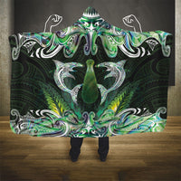 New Zealand Mere Pounamu Weapon Hooded Blanket Aotearoa Mango Paua Shell Maori Pattern