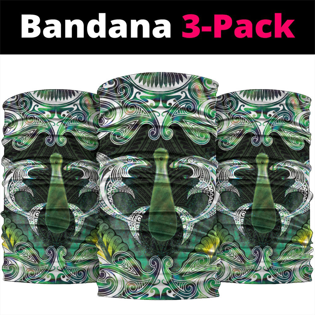 New Zealand Mere Pounamu Weapon Neck Gaiter Aotearoa Mango Paua Shell Maori Pattern LT22 package One Size: 25*50cm Green - Polynesian Pride