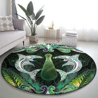 New Zealand Mere Pounamu Weapon Round Carpet Aotearoa Mango Paua Shell Maori Pattern