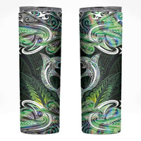 New Zealand Mere Pounamu Weapon Skinny Tumbler Aotearoa Mango Paua Shell Maori Pattern