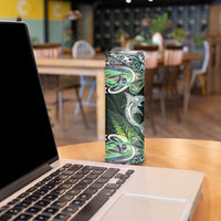 New Zealand Mere Pounamu Weapon Skinny Tumbler Aotearoa Mango Paua Shell Maori Pattern