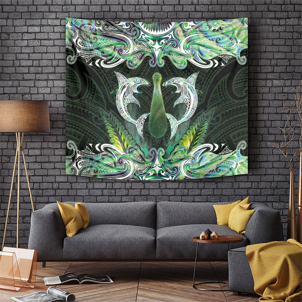 New Zealand Mere Pounamu Weapon Tapestry Aotearoa Mango Paua Shell Maori Pattern