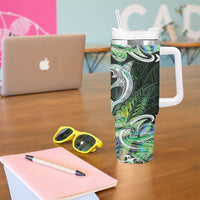 New Zealand Mere Pounamu Weapon Tumbler With Handle Aotearoa Mango Paua Shell Maori Pattern