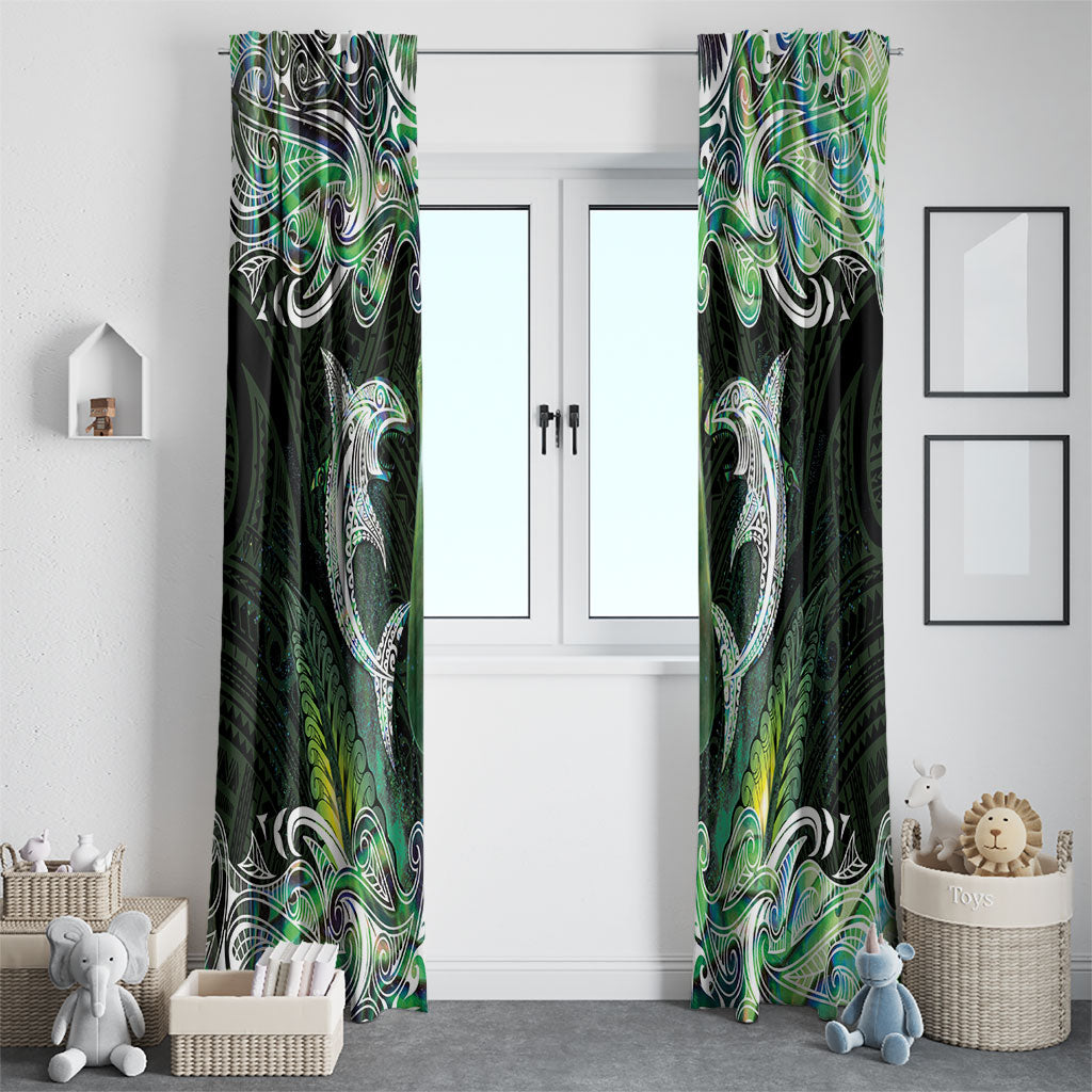New Zealand Mere Pounamu Weapon Window Curtain Aotearoa Mango Paua Shell Maori Pattern