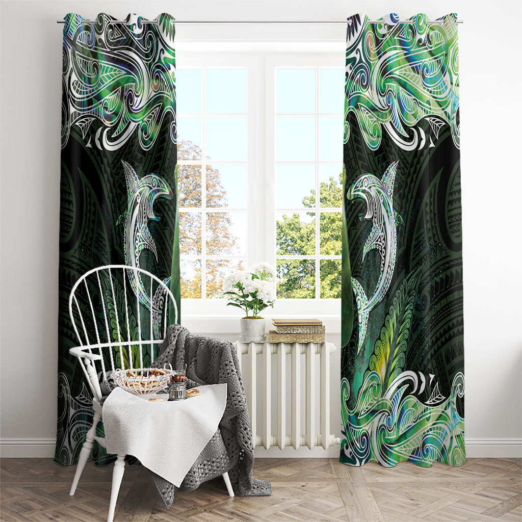 New Zealand Mere Pounamu Weapon Window Curtain Aotearoa Mango Paua Shell Maori Pattern