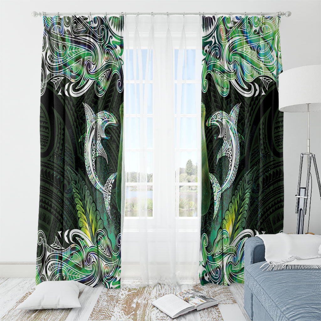 New Zealand Mere Pounamu Weapon Window Curtain Aotearoa Mango Paua Shell Maori Pattern