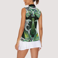 New Zealand Mere Pounamu Weapon Women Sleeveless Polo Shirt Aotearoa Mango Paua Shell Maori Pattern