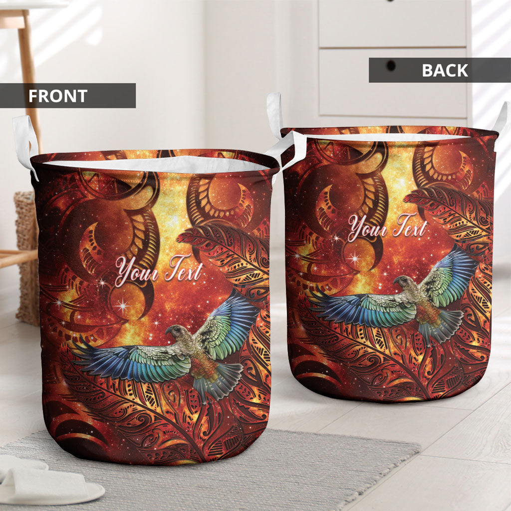 New Zealand Kea Bird Matariki Personalised Laundry Basket Silver Fern Maori Pattern LT22 - Polynesian Pride