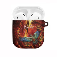 New Zealand Kea Bird Matariki Personalised AirPods Case Silver Fern Maori Pattern LT22 Orange - Polynesian Pride