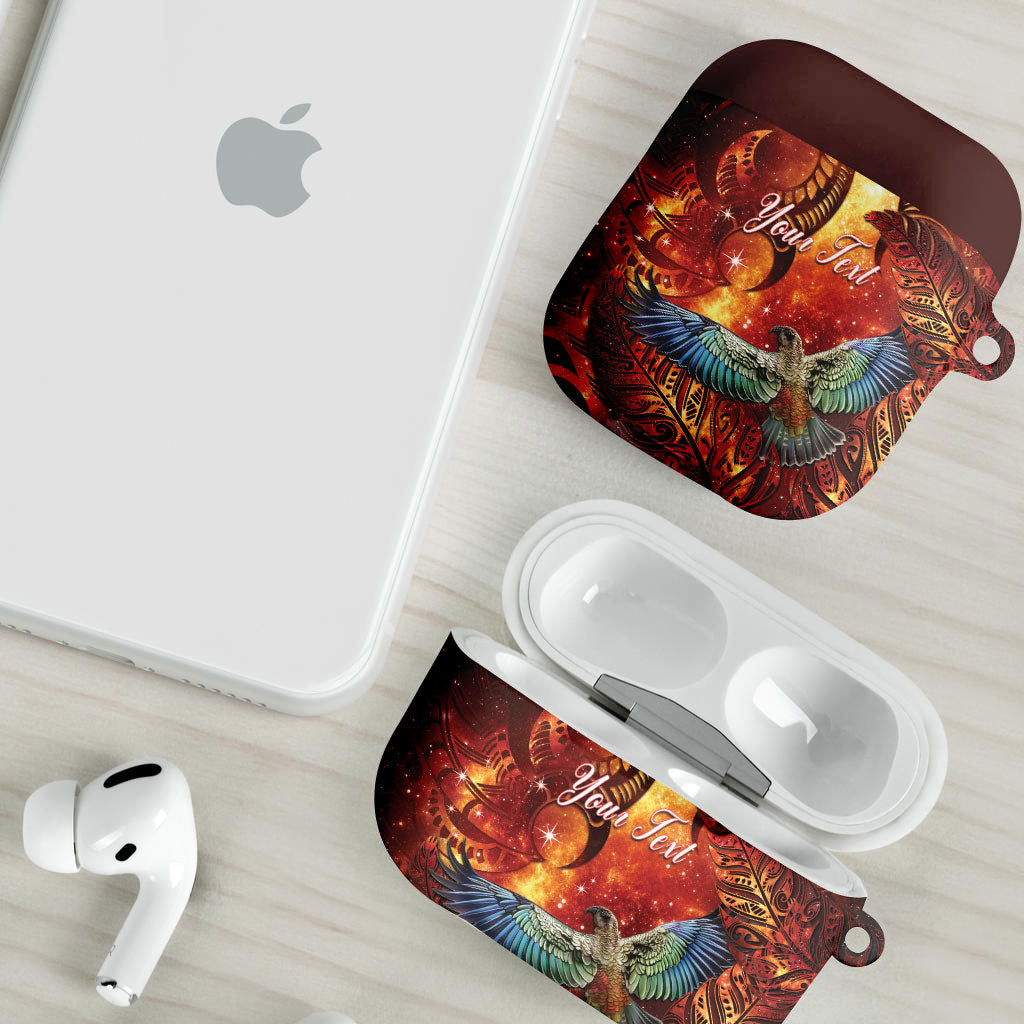 New Zealand Kea Bird Matariki Personalised AirPods Case Silver Fern Maori Pattern LT22 - Polynesian Pride