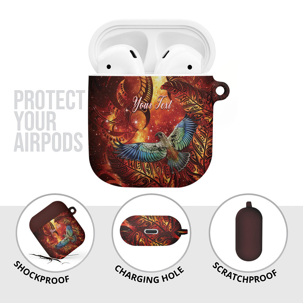 New Zealand Kea Bird Matariki Personalised AirPods Case Silver Fern Maori Pattern LT22 - Polynesian Pride