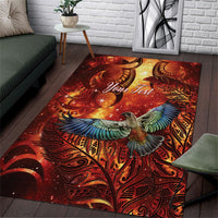 New Zealand Kea Bird Matariki Personalised Area Rug Silver Fern Maori Pattern LT22 Orange - Polynesian Pride
