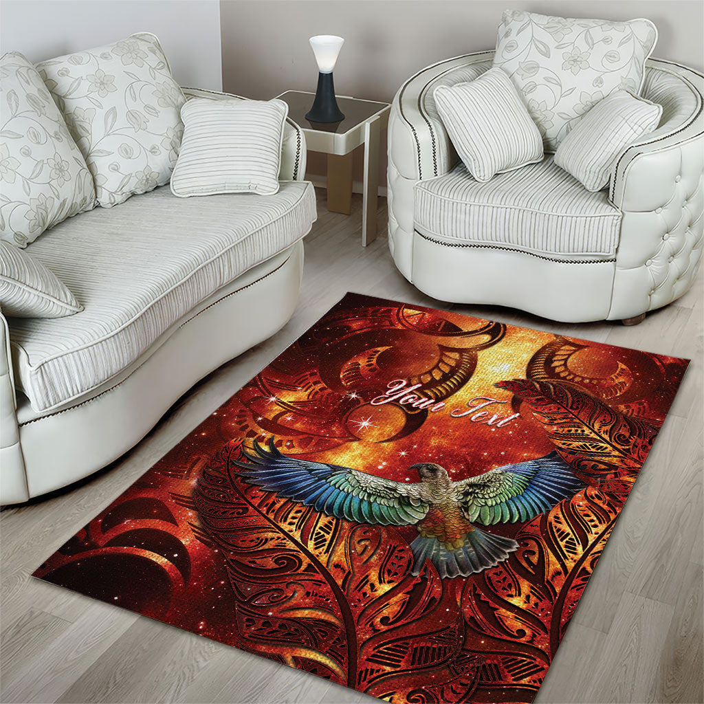 New Zealand Kea Bird Matariki Personalised Area Rug Silver Fern Maori Pattern LT22 - Polynesian Pride