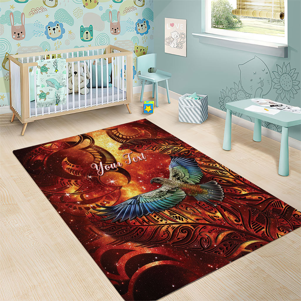 New Zealand Kea Bird Matariki Personalised Area Rug Silver Fern Maori Pattern LT22 - Polynesian Pride
