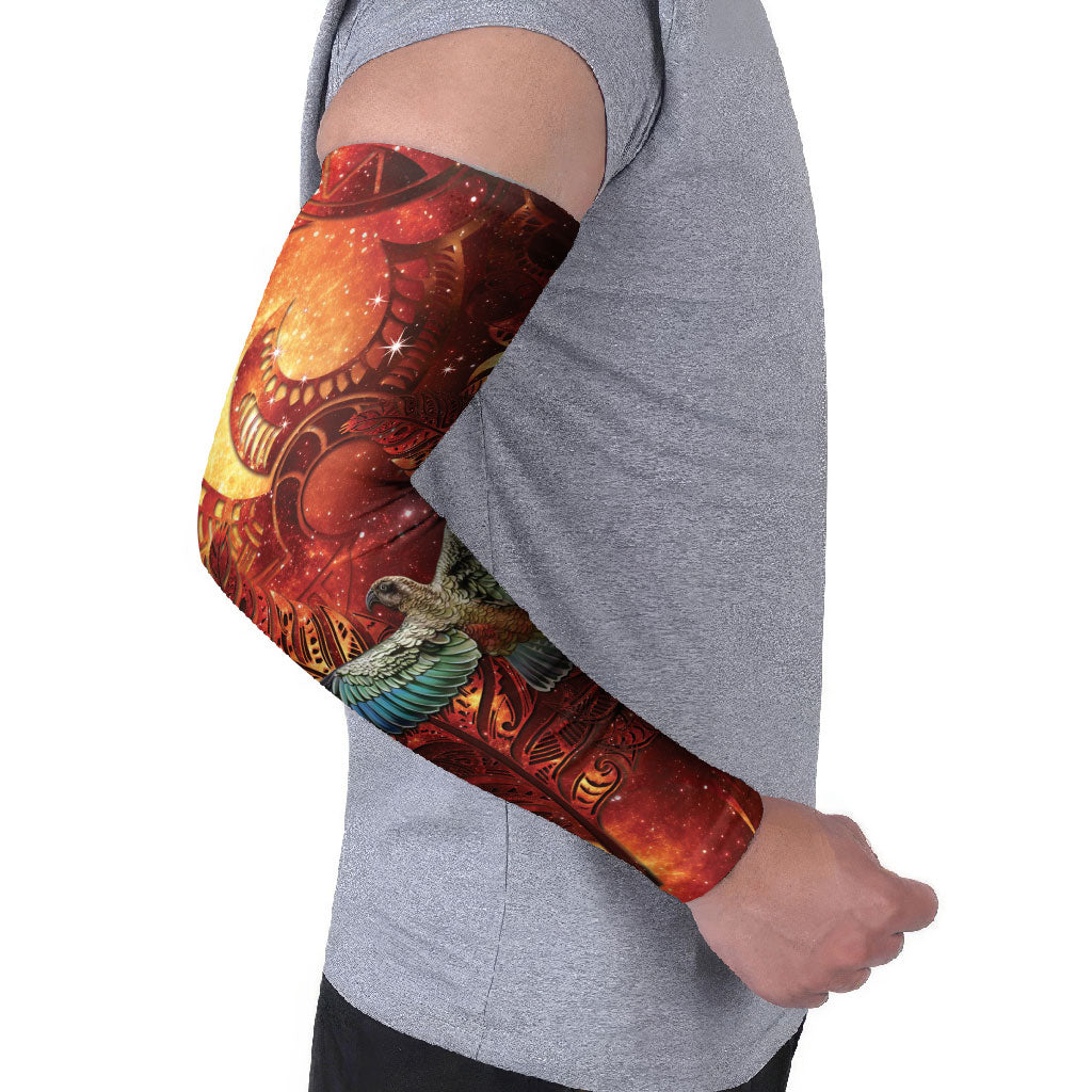 New Zealand Kea Bird Matariki Personalised Arm Sleeves Silver Fern Maori Pattern LT22 - Polynesian Pride