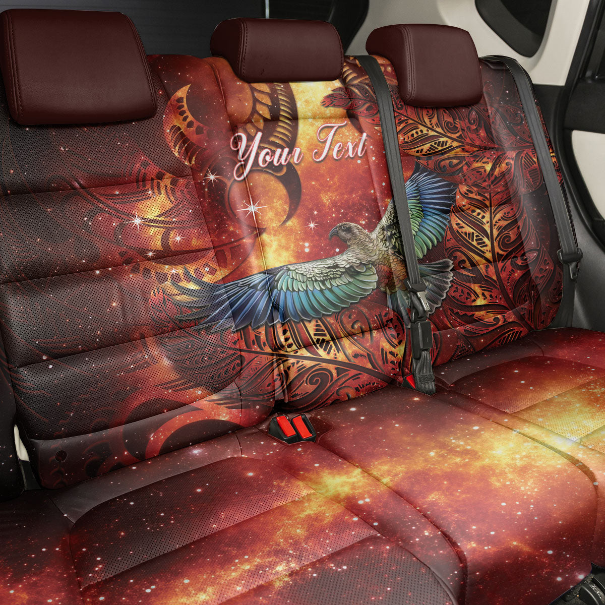 New Zealand Kea Bird Matariki Personalised Back Car Seat Cover Silver Fern Maori Pattern LT22 - Polynesian Pride