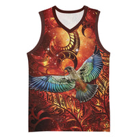 New Zealand Kea Bird Matariki Personalised Basketball Jersey Silver Fern Maori Pattern LT22 Unisex Orange - Polynesian Pride