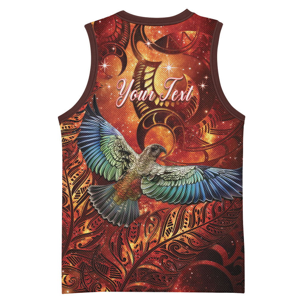 New Zealand Kea Bird Matariki Personalised Basketball Jersey Silver Fern Maori Pattern LT22 - Polynesian Pride