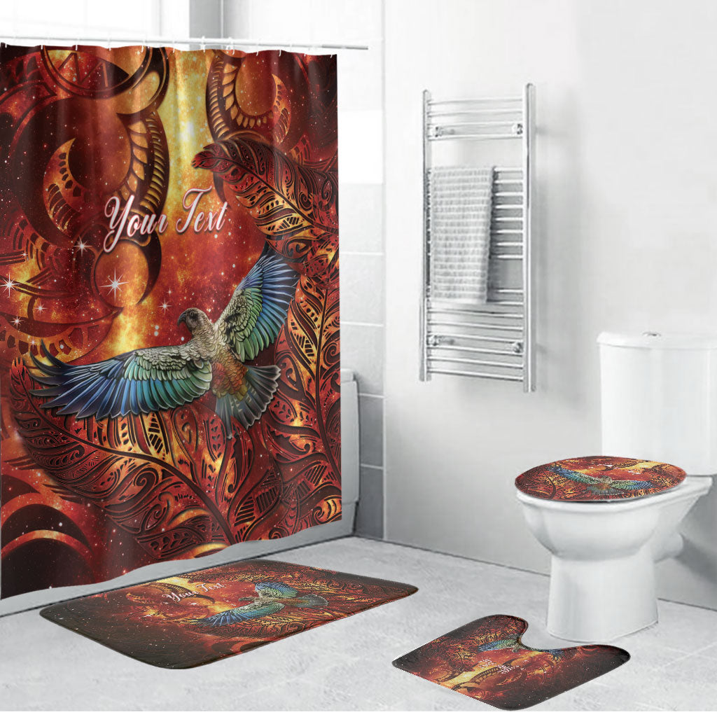 New Zealand Kea Bird Matariki Personalised Bathroom Set Silver Fern Maori Pattern