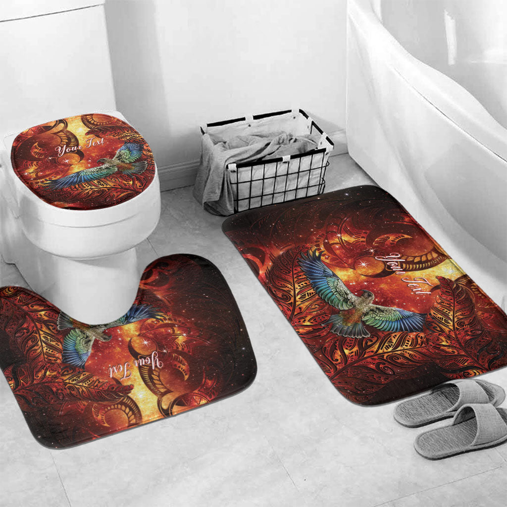 New Zealand Kea Bird Matariki Personalised Bathroom Set Silver Fern Maori Pattern