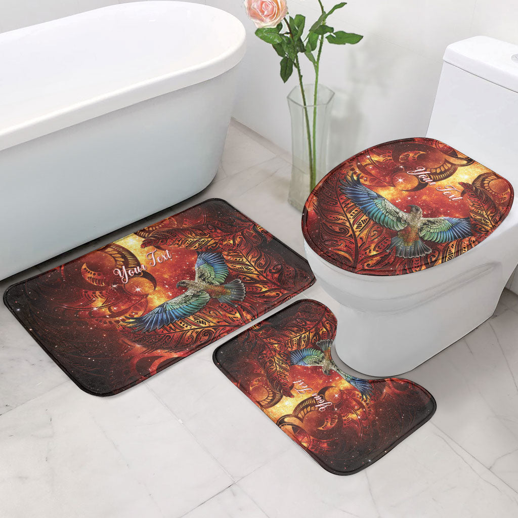 New Zealand Kea Bird Matariki Personalised Bathroom Set Silver Fern Maori Pattern