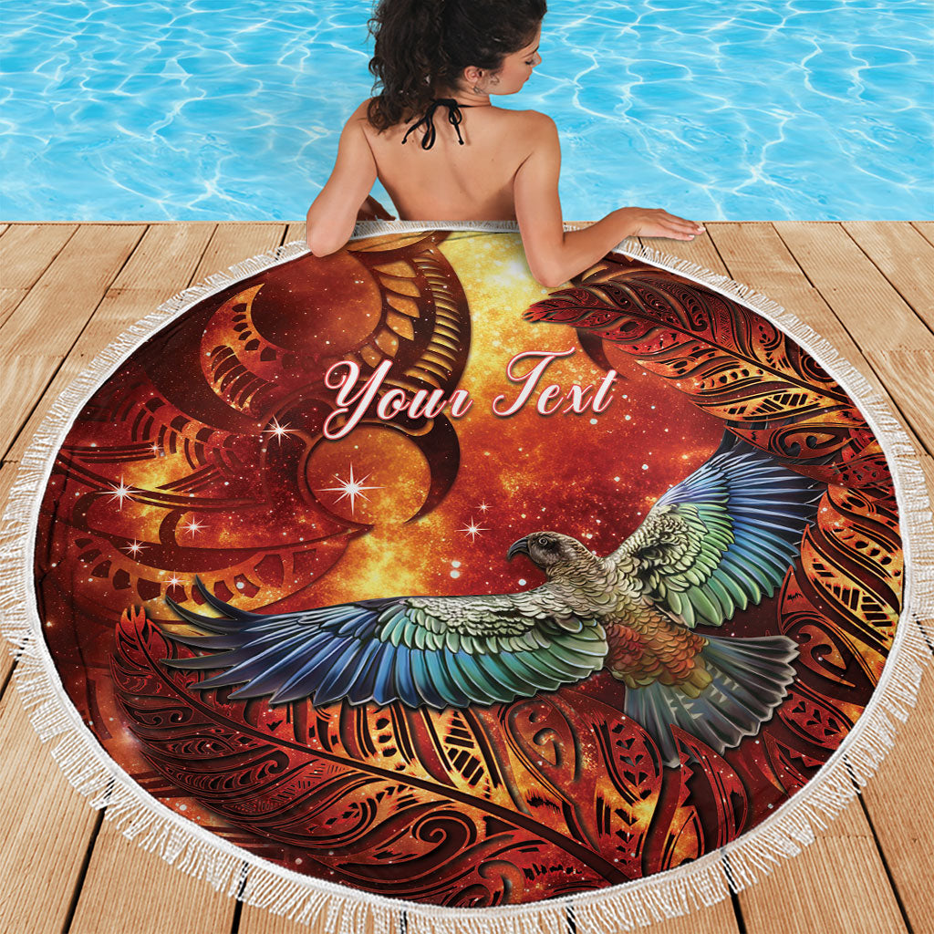 New Zealand Kea Bird Matariki Personalised Beach Blanket Silver Fern Maori Pattern LT22 - Polynesian Pride