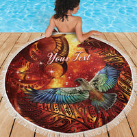 New Zealand Kea Bird Matariki Personalised Beach Blanket Silver Fern Maori Pattern LT22 - Polynesian Pride