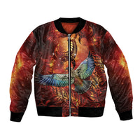 New Zealand Kea Bird Matariki Personalised Bomber Jacket Silver Fern Maori Pattern LT22 Unisex Orange - Polynesian Pride