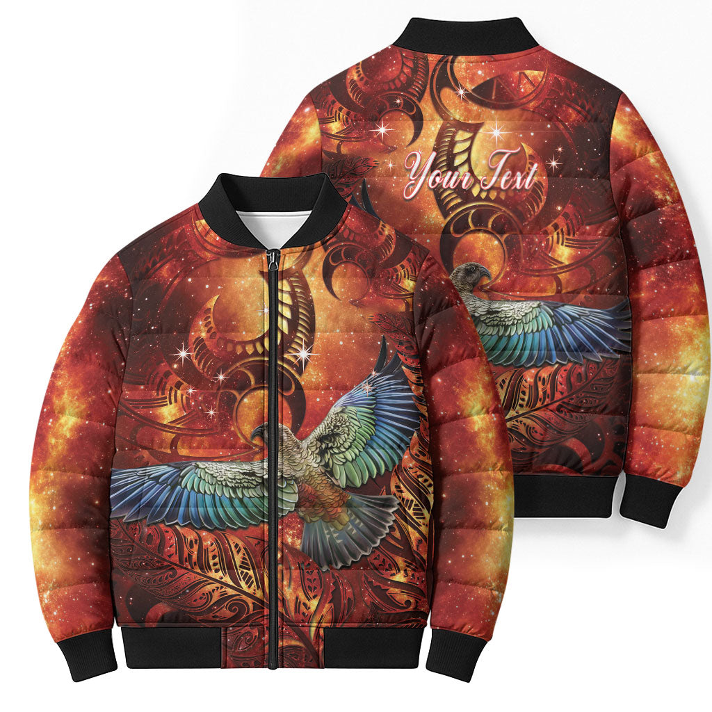 New Zealand Kea Bird Matariki Personalised Bomber Puffer Jacket Silver Fern Maori Pattern LT22 - Polynesian Pride