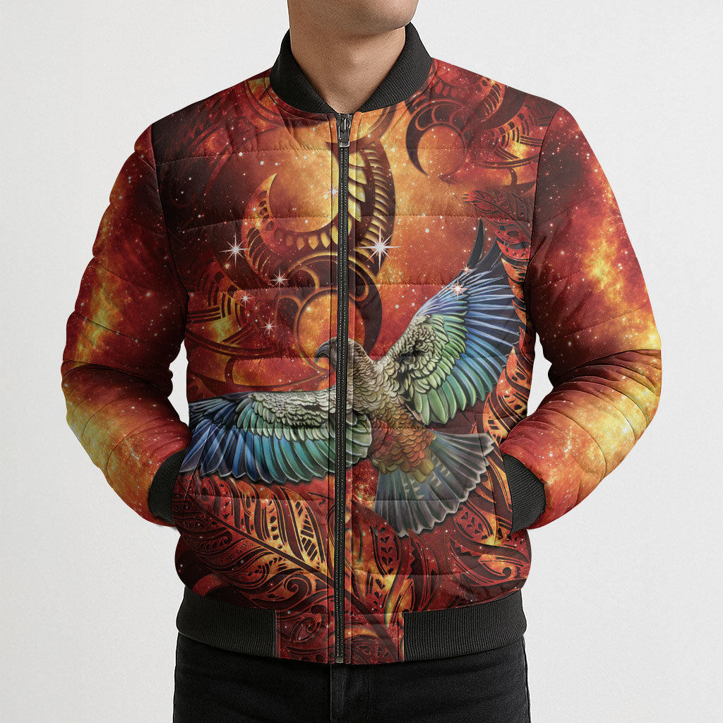 New Zealand Kea Bird Matariki Personalised Bomber Puffer Jacket Silver Fern Maori Pattern LT22 - Polynesian Pride