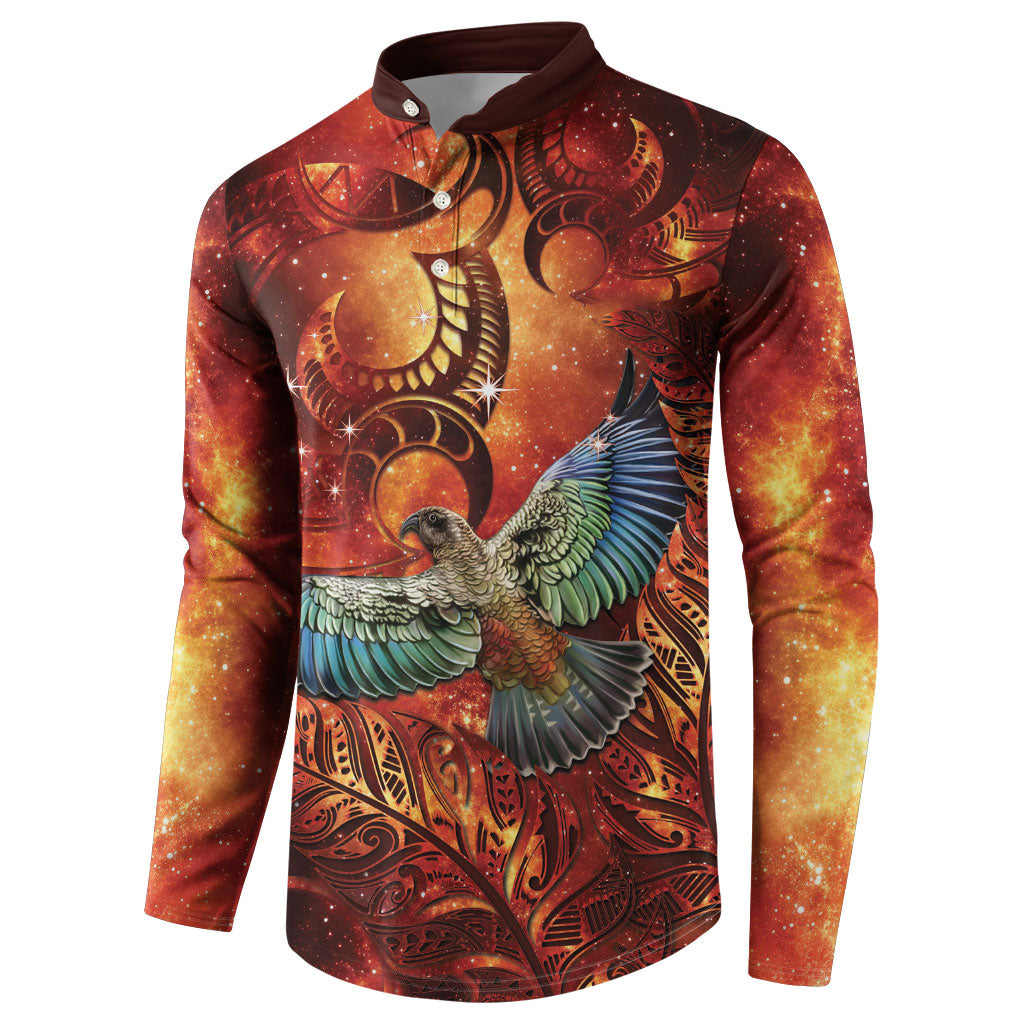 New Zealand Kea Bird Matariki Personalised Button Sweatshirt Silver Fern Maori Pattern LT22 - Polynesian Pride
