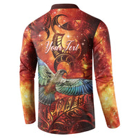 New Zealand Kea Bird Matariki Personalised Button Sweatshirt Silver Fern Maori Pattern LT22 - Polynesian Pride