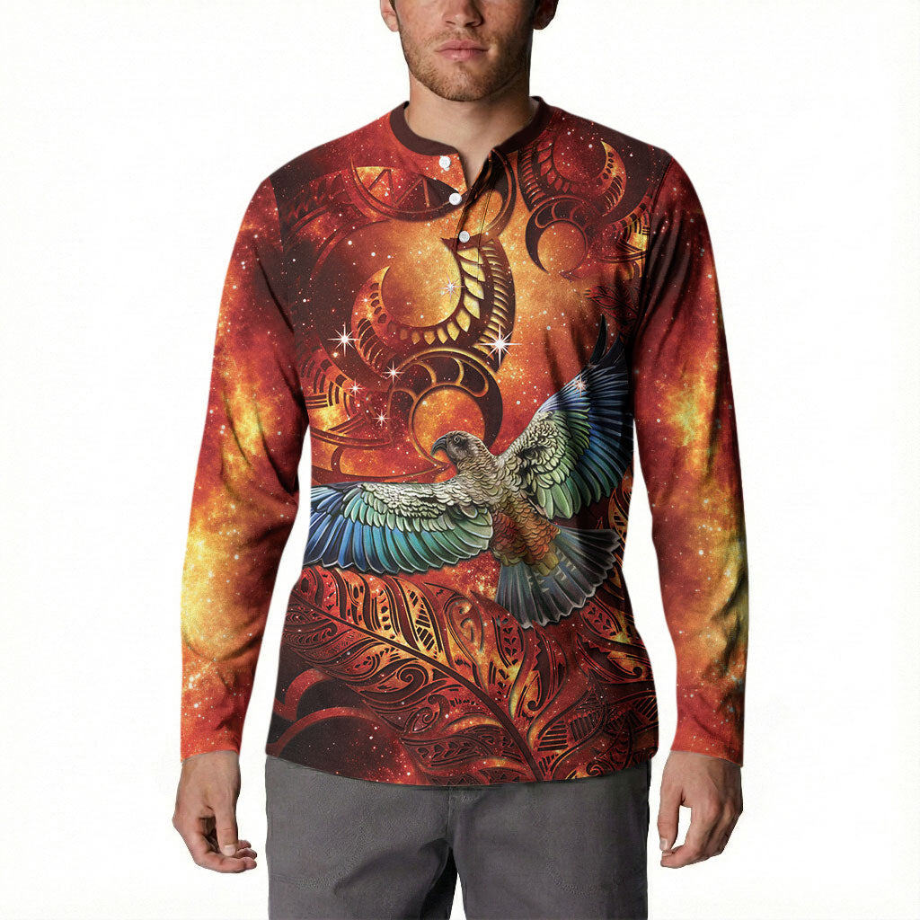 New Zealand Kea Bird Matariki Personalised Button Sweatshirt Silver Fern Maori Pattern LT22 - Polynesian Pride